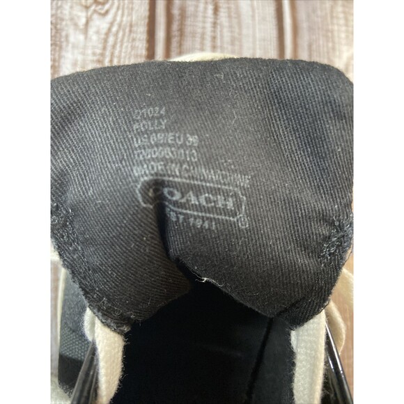 COACH Folly Sneakers Black Canvas & Patent Heel 6 B - Picture 8 of 11